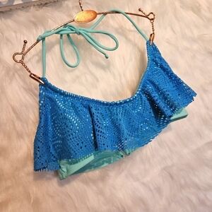 OP Halter Bandeau Bikini Top w/ Lace Overlay